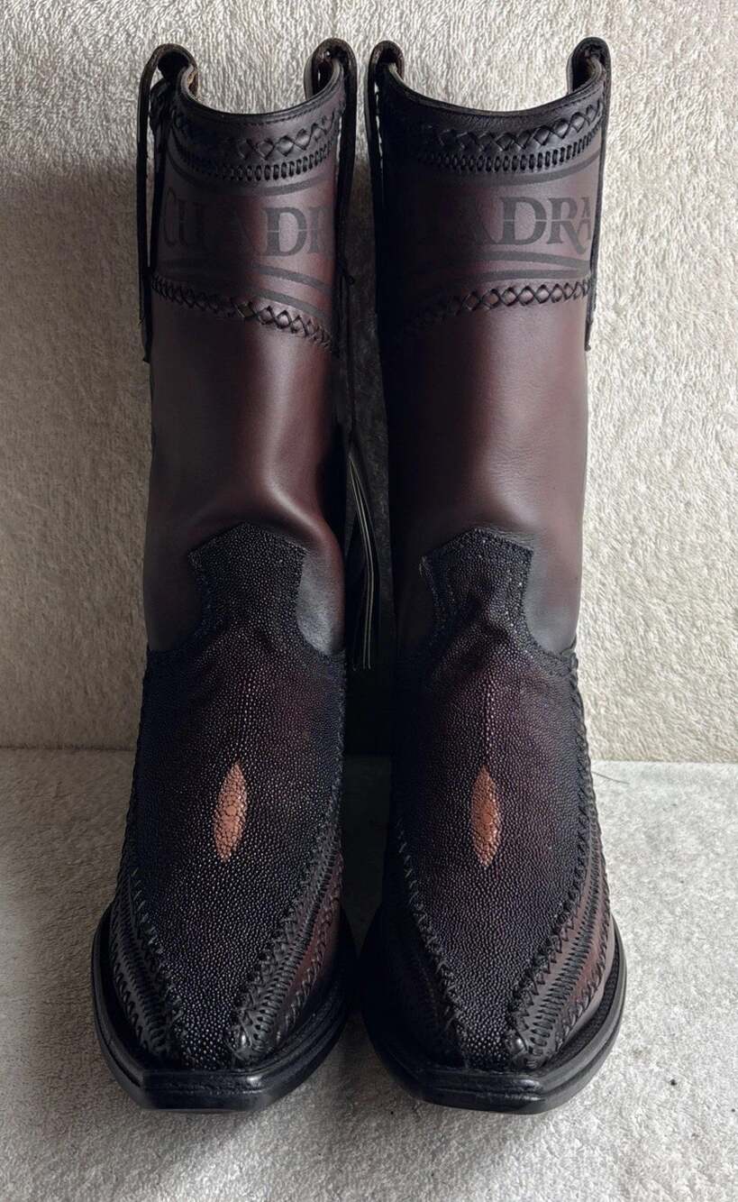 Cuadra Men's 3 Pieces Stingray Black Cherry Leather Boots Size 10 EE 34435